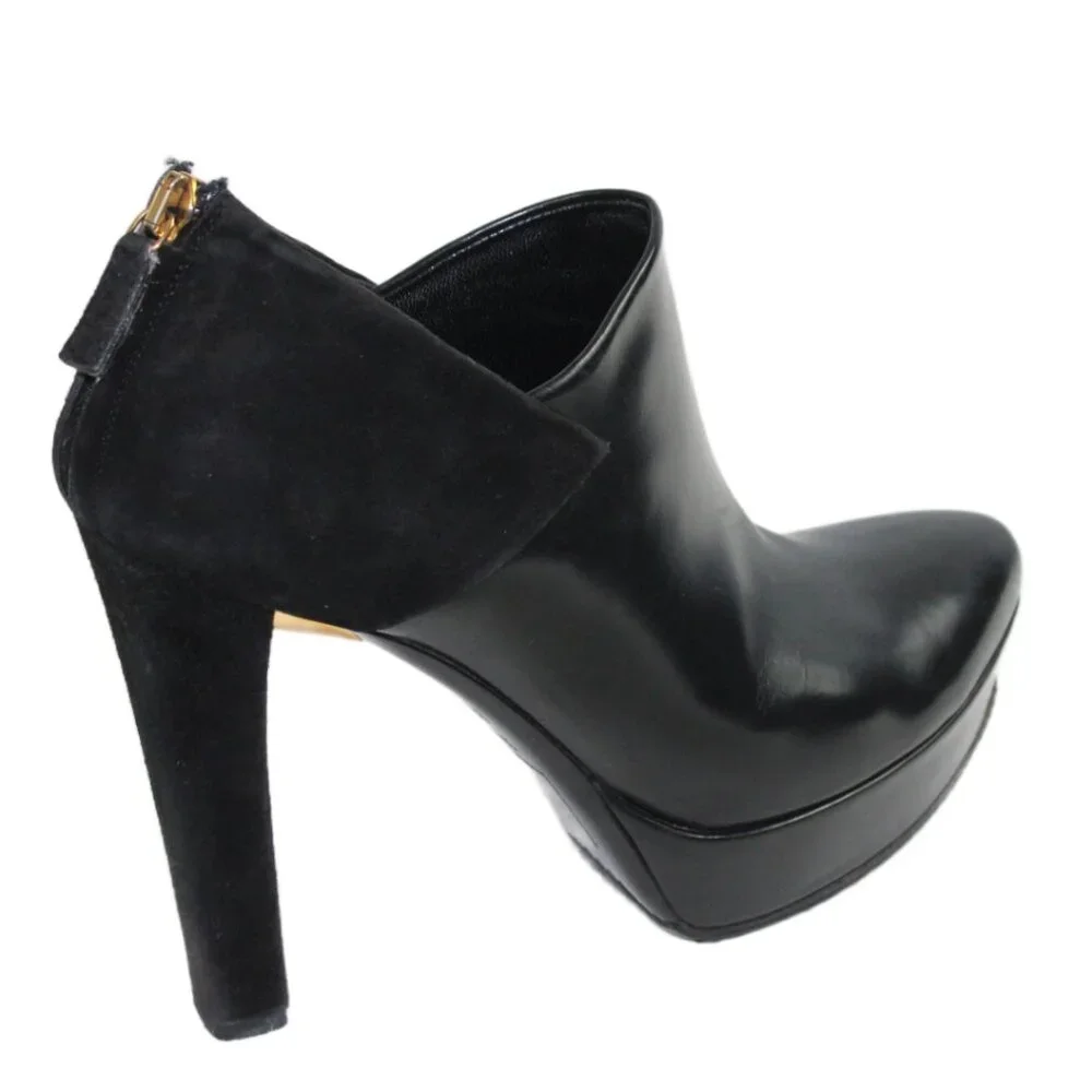 Gucci Black Leather Suede Accent Platform Stiletto Ankle Boot, Size 36.5 - Picture 8 of 12